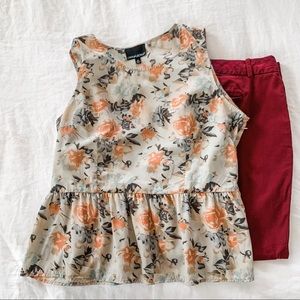 Cynthia Rowley Floral Print Peplum Shell